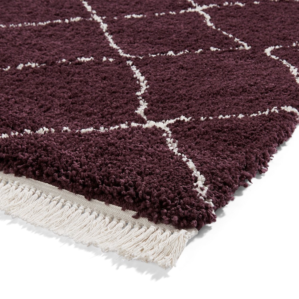 Boho 5413 Berber Shaggy Modern Rugs in Purple